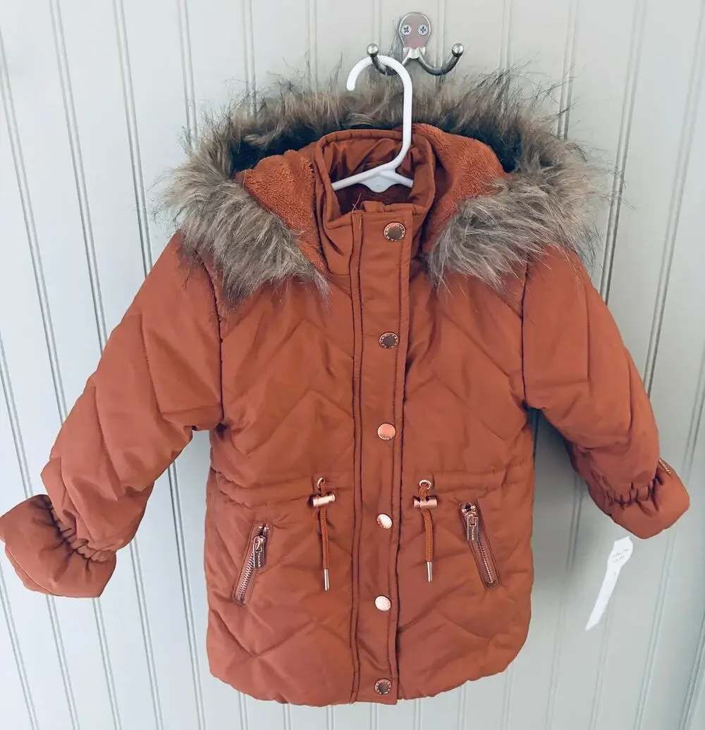 Toddler Girls' Tahari Coat with Faux Fur, Size 18 mos., NWT